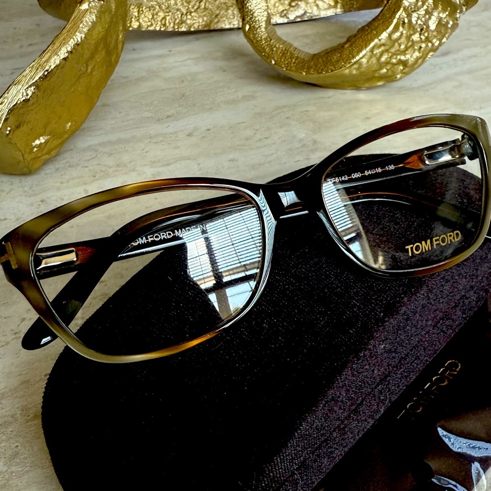 Tom Ford Eyeglasses TF 5142 050 Olive Brown Semi Cat Eye Frame Italy 54[]15 135